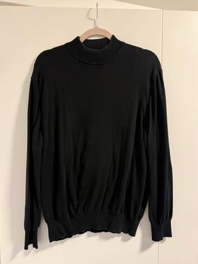 Toscano large black pullover sweater long sleeve italy minimal classic luxury